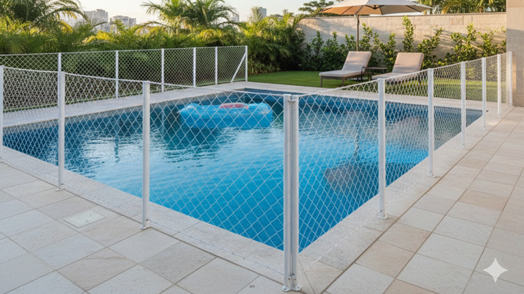 Projeto ilustrativo de proteção para piscinas
